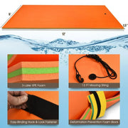 Costway 3-Layer Floating Water Pad 12' x 6' Orange