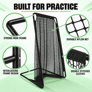 Kapler Football Kicking Practice Net, Portable Quarterback Target Cage, Fiberglass Frame, Black, 81x41 Inch Opening