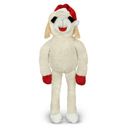 Multipet Holiday Super-Sized Plush Lamb Chop Dog Toy, 3 Feet Tall, White with Red Santa Hat, Limited Edition