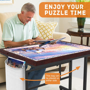 G TALECO GEAR Jigsaw Puzzle Table with Four Felt-Lined Drawers, Five Adjustable Angles, Pet-Proof Cover, Coffee Color, 35