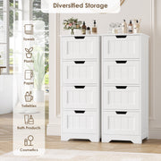 Homfa Bathroom Storage Cabinet, Freestanding Narrow 4-Drawer Organizer, White, 2 Pack