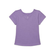 Wonder Nation Girls Ribbed Pointelle Keyhole T-Shirt Sizes 4-18 & Plus