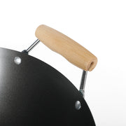 Martha Stewart Everyday Clarkston 14-Inch Sage Carbon Steel Wok with Nonstick Interior and Beech Wood Handles