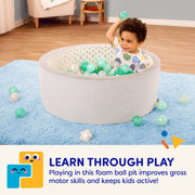 Battat Hop In Ball Pit Cozy Colors Foam, Collapsible Indoor Toddler Ball Pit with 68 Multicolor Crush-Resistant Balls, Gray and Mint