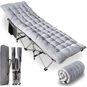 ZoneTech TA0013 Folding Camping Cot and Cot Pad Set for Outdoor Camping and Travel, Gray