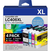Denvoer LC406XL Printer Ink Cartridge 4-Pack Color Combo High Yield for Brother MFC-J4335DW Series