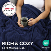 Sunbeam Electric Heated Bed Blanket, Ultra-Soft Microplush, 12 Heat Settings, Navy, Queen 90 x 84 in