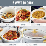 GreenLife Slow Cooker, 6 Quart, Programmable, Toxin-Free Ceramic Nonstick, Removable Oven-Safe Pot, Gray