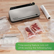 FoodSaver Premier Multi-Use Vacuum Sealer with Handheld Vacuum and Heat Sealer Combo, Stainless Steel, Built-In Roll Storage with Cutter, 4 Custom Settings, 2093601