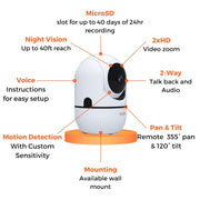 MobiCam HDX Indoor Security Camera, Wi-Fi Pan & Tilt, 1080p HD, Night Vision, Two-Way Audio, Motion Detection, Cloud & SD Storage, 2-Pack, 70197