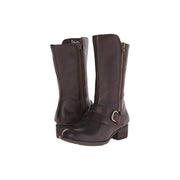 Born Aubra Women's Moto Boot, Mahogany Leather, Hand-Sewn Opanka Construction, Breathable Lining, Block Heel, Size 8.5 M, D77106-200