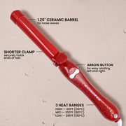 The Beachwaver Co. B-Series Ceramic Rotating Curling Iron, 1.25 in Barrel, Pink Glitter, BW17H1