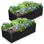 FOOWIN Outdoor Metal Raised Garden Bed,8x4x2ft Planter Box for Vegetables,Flowers,Herbs