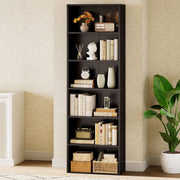 Casacomoda Tall 6-Tier Black Bookshelf, Space-Saving Vertical Storage Shelf for Living Room, Bedroom, Office