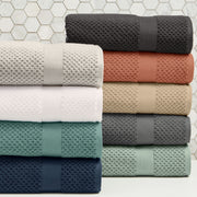 Better Homes & Gardens Signature Soft Cotton Popcorn Textured Bath Towel, Arctic White and Green River