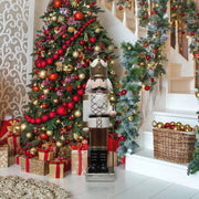 Fraser Hill Farm 48-Inch Nutcracker Figurine Holding Staff, White Coat, Gold Pants, Black Boots, Gold Crown, Weather-Resistant Magnesium Oxide, Indoor Outdoor Christmas Decor FFMG048-0NC-GLD