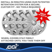 Coast To Coast Automotive Wheel Cover Set, 16 Inch, 5 Split Spoke, Silver Painted ABS, Set of 4, IWC54316S