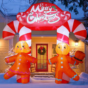 GOOSH 11.8 FT Gingerbread Archway Inflatable Christmas Decoration with LED Lights Red White Brown DJ-SD-27283