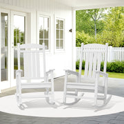 KINGYES Outdoor Rocking Chair Set of 2, Weather-Resistant HDPE Patio Rockers, Ergonomic Lumbar Support, White