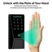 Wyze Palm Lock, Smart Door Lock with Contactless Palm Vein Recognition, Keypad, Mechanical Key, Dual Battery, USB-C Emergency Charging, IP53 Weather Resistant, Wi-Fi, Voice Control Compatible