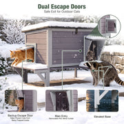 Aivituvin Large Heated Outdoor Cat House with UL Tested Heating Pad, Triple-Layer Insulation, Waterproof Wood, 3 Escape Doors, Removable Liner AIR91-IN-HP-WM