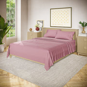 Beautiful 4-Piece Cotton Pre-Washed Percale Sheet Set, Woodrose, King