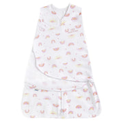 HALO 4506 Sleepsack Swaddle, 3-Way Adjustable Cotton Wearable Blanket, Sunshine Rainbows, Newborn Girls 0-3 Months