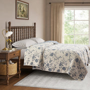 The Pioneer Woman Agatha Floral Gauze Quilt, Reversible Blue Dust and White, King Size