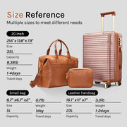 Joyway 3-Piece Carry-On Luggage Set w/ Swivel TSA Lock & Leather Carry Bag, Pink