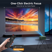 Faltopu Mini WiFi Bluetooth Pico Projector, 4K Supported, Native 1080P, 18000 Lumens, Electric Focus, Outdoor Home Theater, Compatible with iOS Android PC TV Stick HDMI USB, DR08