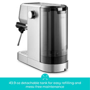 CASABREWS 3700GENSE-US-CAS-SIL-58mm 3700Gense 20 Bar Espresso Machine and Coffee Maker with Milk Frother, Silver