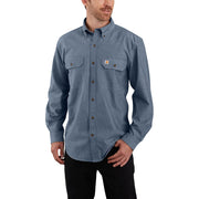 Carhartt Loose Fit Midweight Chambray Long-Sleeve Shirt for Men - Denim Blue Chambray - 2XL