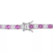 Lab Created SAMS03153 Pink Sapphire Tennis Bracelet in Sterling Silver, 7.25