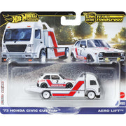 Mattel Hot Wheels Team Transport Truck with 1:64 Scale '73 Plymouth Duster Red Die-Cast Car JBM38