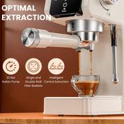 LINKChef CME1020 Espresso Machine 20 Bar, Professional Espresso Maker with Milk Frother Steam Wand, Beige