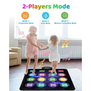 Lilian&Gema Interactive Dance Game Mat with 12 Light-Up Arrows, 8 Game Modes, Adjustable Volume, Dual Player, Waterproof, Foldable, Multicolor, ACGKTW0201