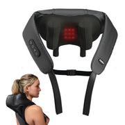 FitRx 9484 Shiatsu Pro Back and Neck Massager, Cordless Heated, Six Deep-Kneading Nodes, Three Massage Modes, Dual Heat Levels, Portable, Rechargeable Battery