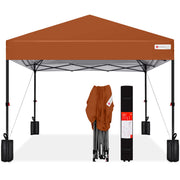 Best Choice Products 8x8ft Easy Setup Pop Up Canopy with One-Button Setup, Wheeled Carrying Case, 4 Weight Bags, Rust, SKY7813
