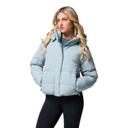 Columbia Women's Amaze Puff Hooded Down Outerwear Coat, 650-Fill Power, Water-Repellent, Crushed Blue, Large, 213371