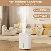 Topteng H120-A005-US~006wal 2500 Sq.Ft with Drain Hose Max 26 Pints, Dehumidifier for Basement
