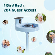 Birdfy Bird Bath Pro Solar Powered Outdoor Bird Bath with 1080P HD Dual-Lens Camera, Round 20-Inch Blue Fountain