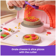 Spin Master Kinetic Sand SquishPizza Playset with 1lb Multicolored Sand, 5 Tools, Portable Pizza Oven Case