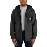 Carhartt Rain Defender Relaxed-Fit Heavyweight Hooded Shirt Jac for Men - Black Heather - L