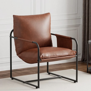 Hommpa Metal Frame Accent Chair with Removable Storage Bag, Brown
