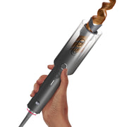 TYMO CURLPRO Automatic Curling Iron, 1 Inch Tourmaline Ceramic Barrel, Auto-Rotating, Adjustable 320F-410F Heat, Black Fade