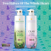 Olay Wicked Holiday Gift Pack, Hydrating Serum Body Wash Duo, Glinda Raspberry & Elphaba Cashmere Woods, 20 oz Each
