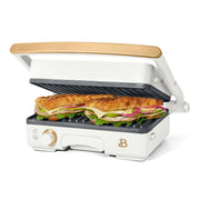 Beautiful 2-in-1 Panini Press & Grill, 1200W, EverGood Ceramic Nonstick Removable Plates, Adjustable Floating Hinge, Sage Green or White Icing, 10.25