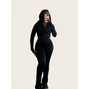 ScarletteEmmy Women's Zip-Up Athleisure Set, Slim Fit Stretch Tracksuit, M, Black