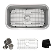Kraus KBU14 31-1/2 inch Undermount Single Bowl Stainless Steel Kitchen Sink