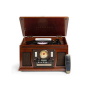 Victrola VTA-600B MH 7-in-1 Bluetooth Record Player with USB Recording, Mahogany